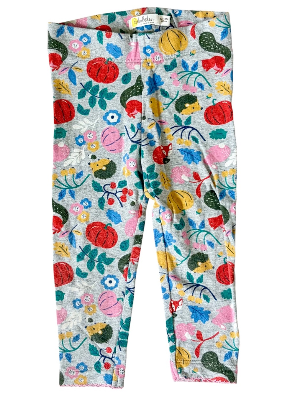 Baby Boden Forest Friends Leggings, Fall Pumpkin Woodland Autumn Cotton Jersey